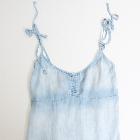 ✨ Bella Dahl Blue Chambray Dress 100 % Lyocell Smocked Back A-Line Summer - Picture 6 of 14